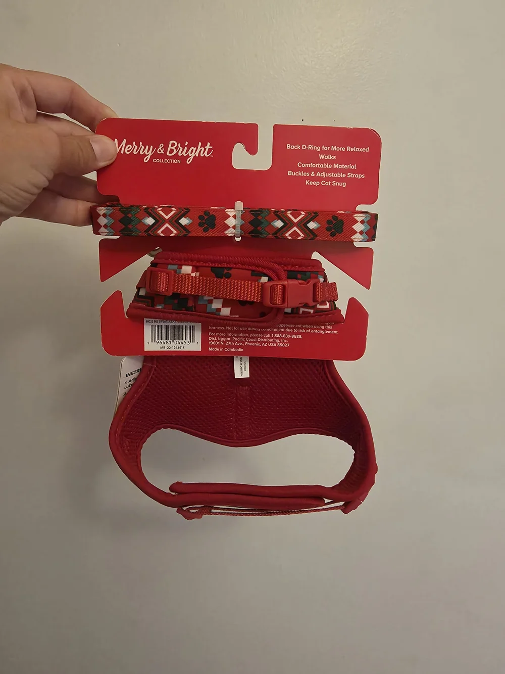Merry & Bright Red Cat Harness and Leash Set